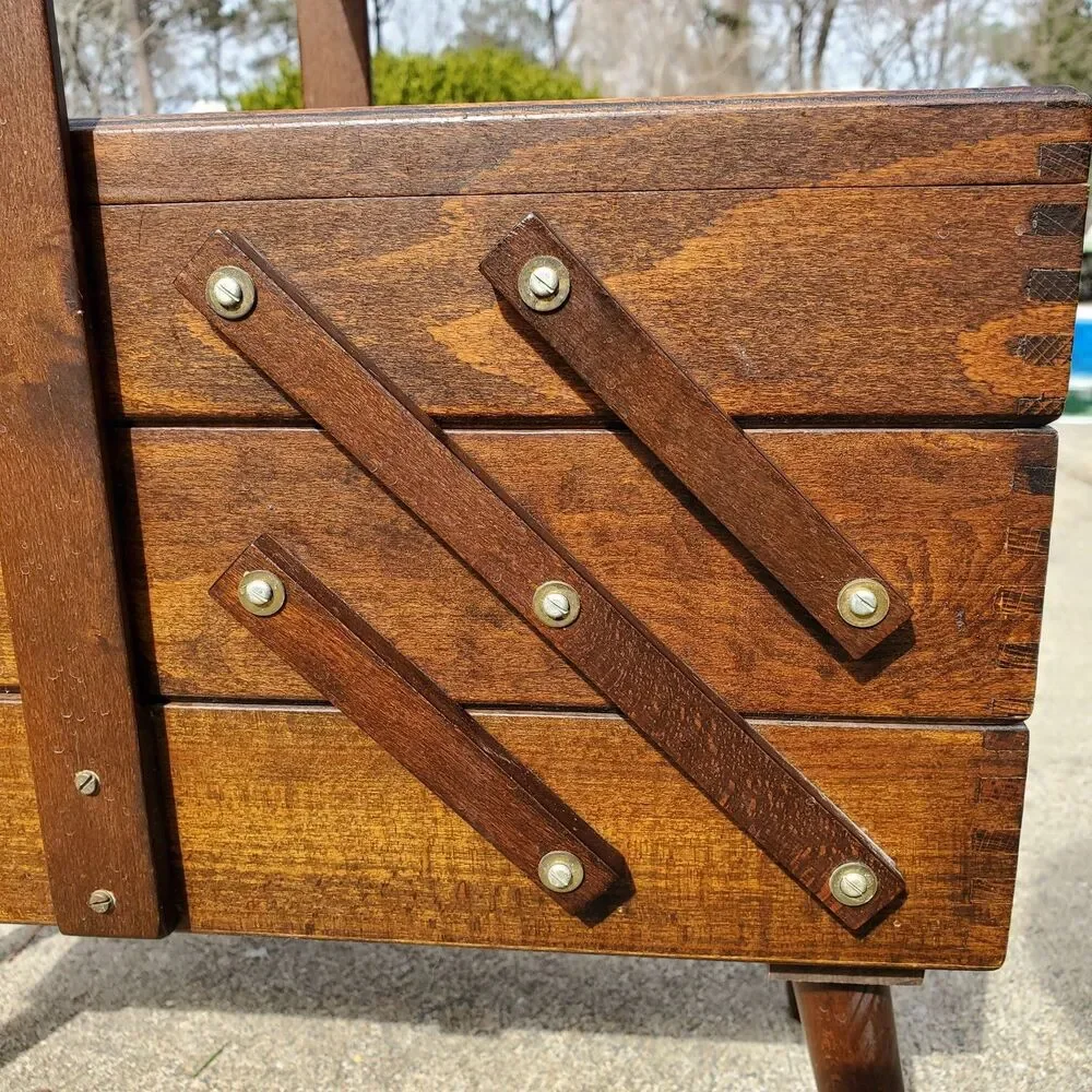 Vintage Wooden Sewing Box Romania